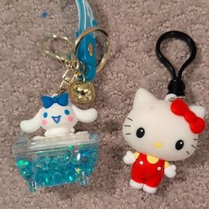 Sanrio Hello Kitty and Cinnamoroll Keychains - Red, White, Blue NWOT